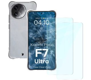 Bizon elastyczne etui Salpa + 2x szkło hartowane Clear Pack do Xiaomi Poco F7 Ultra
