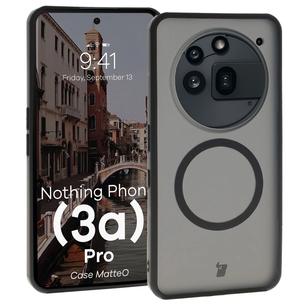 Etui Bizon MatteO z MagSafe do Nothing Phone 3a Pro Przydymione-czarny
