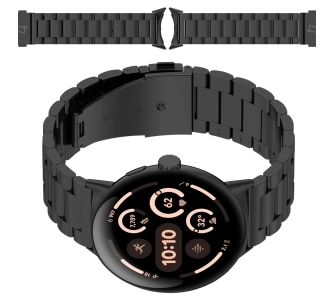 Bransoleta Bizon ze stali nierdzewnej do Google Pixel Watch 3 41 mm / Google Pixel Watch 2 41 mm/ Google Pixel Watch 1 41 mm czarny