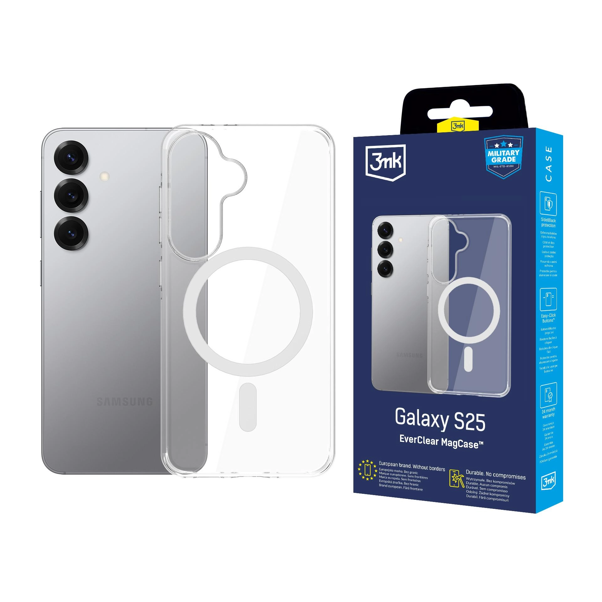 Etui 3mk EverClear MagCase do Samsung Galaxy S25 Przezroczysty