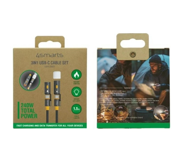 4smarts USB-C do USB-C 3w1 240W 1,5m Czarny