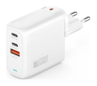 Ładowarka sieciowa 4smarts GaN Flex 65W 2x USB-C 1 USB-A Biały
