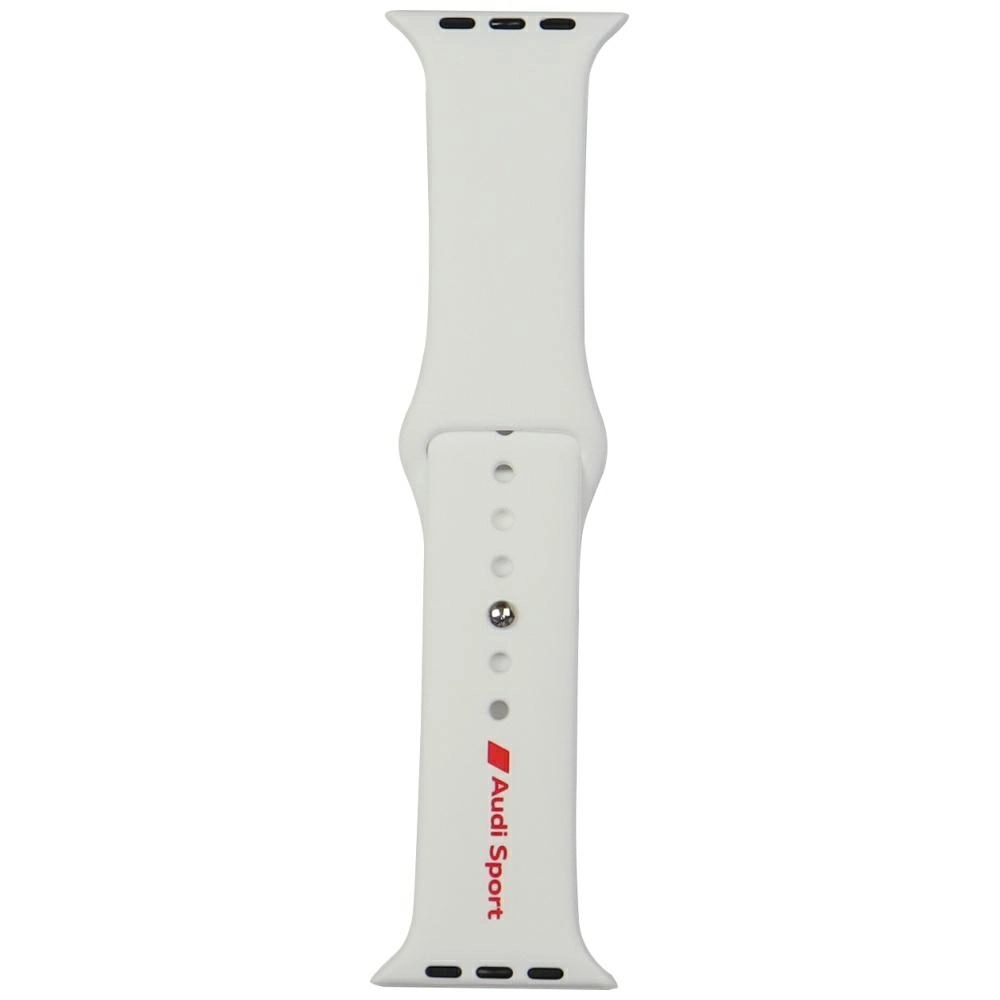 Pasek AUDI Sport Red Logo Silicone Watch Strap do Apple Watch 44/45/46/49mm Biały