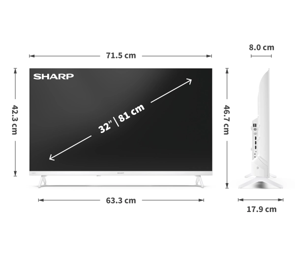 Sharp 32HF2765EW 32" HD Ready Google TV DVB-T2 - Kup na Raty - RRSO 0%