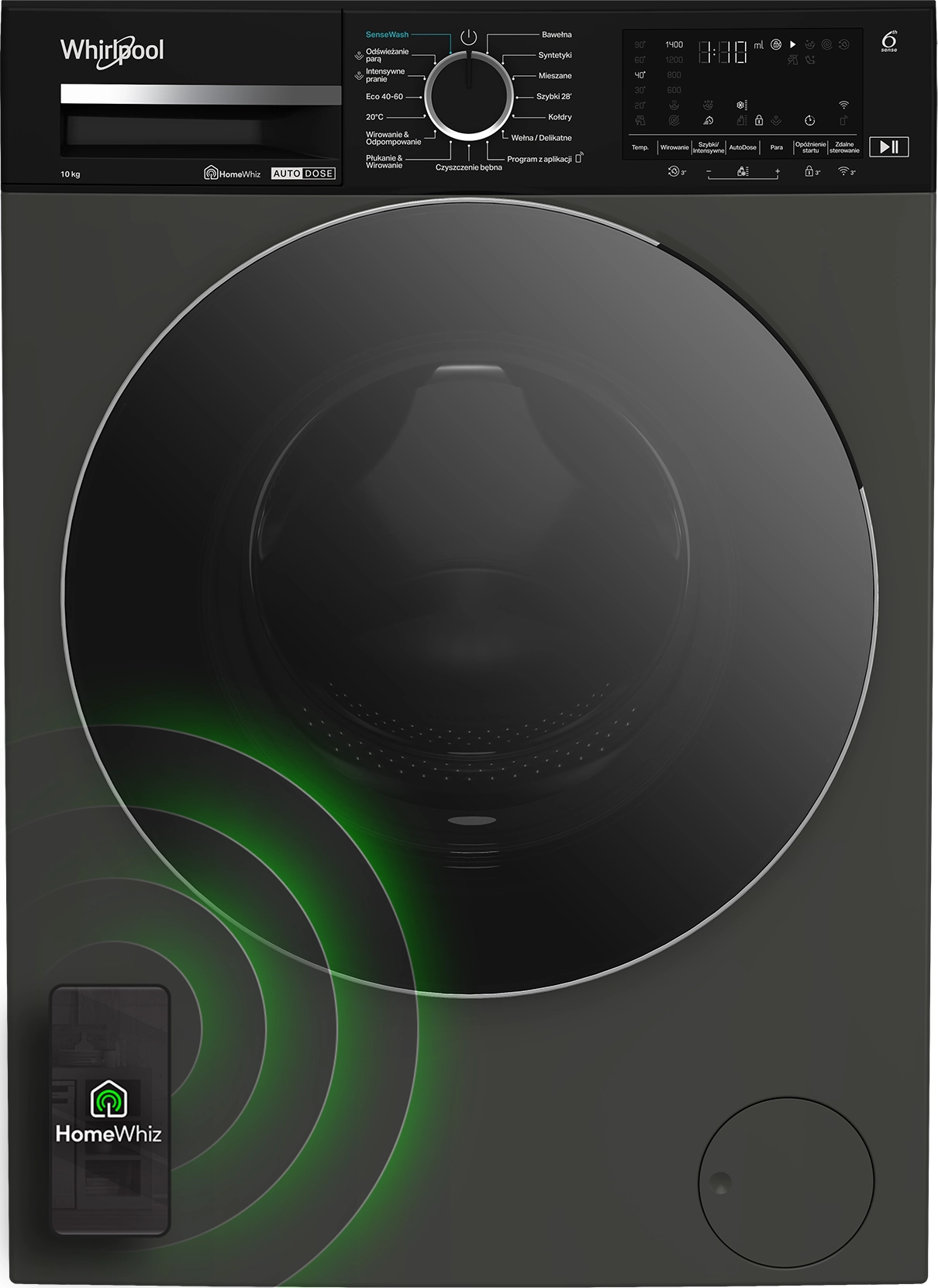 Pralka Whirlpool AutoDose MXWM 07G ADS PL Funkcje AI AdaptiveWash 10kg 1400obr/min Zdalne sterowanie