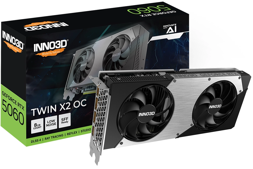 Karta graficzna Inno3D GeForce RTX 5060 Twin X2 OC 8GB GDDR7 128bit DLSS 4