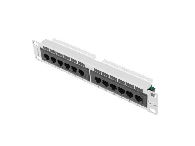Patch panel Lanberg PPU5-9012-S 12 PORT 1U 10" KAT.5E UTP Szary