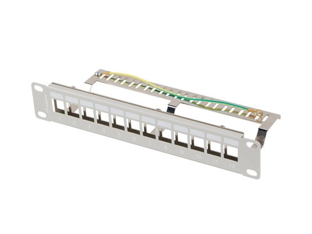 Patch panel Lanberg PPKS-9212-S PUSTY 12 PORT 1U 10" FTP Szary