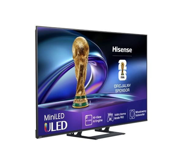 Hisense 75E8Q  75" ULED MiniLED 4K 144Hz Smart TV Funkcje AI Dolby Vision Dolby Atmos HDMI 2.1 DVB-T2 - Kup na Raty - RRSO 0%