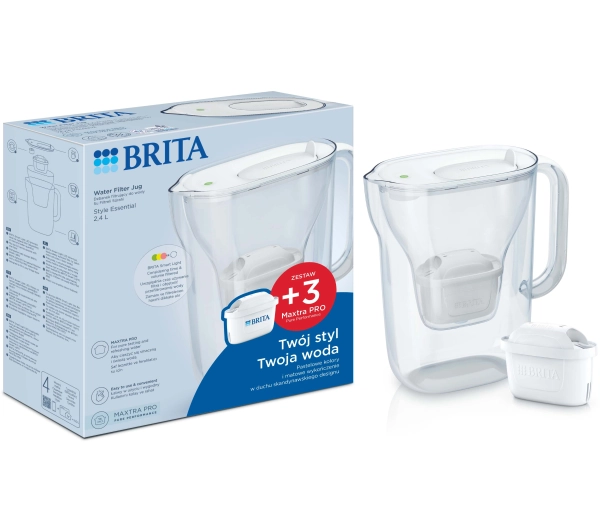 Dzbanki filtrujące - Brita Style Essential 2,4l 3 wkłady Biały