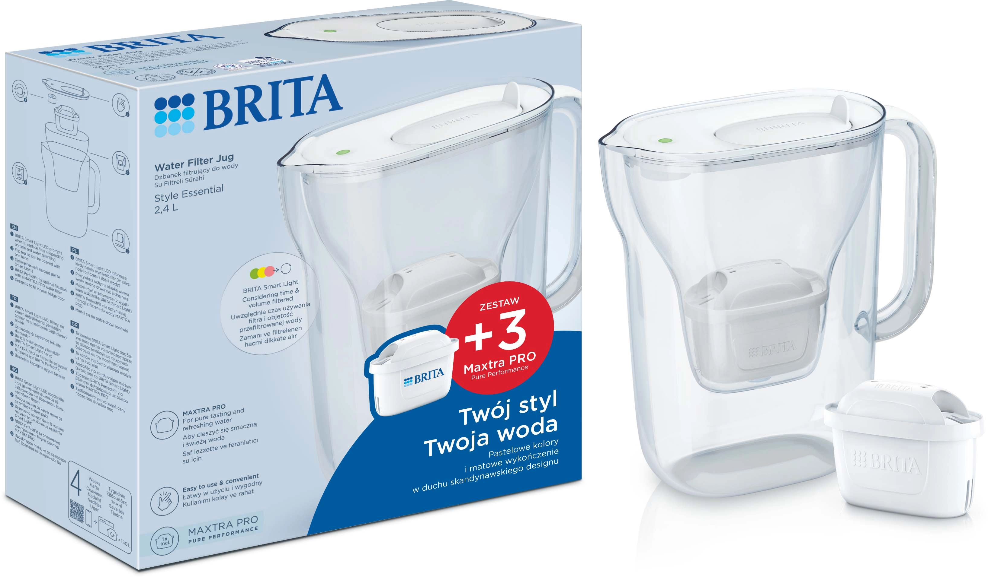 Dzbanek filtrujący Brita Style Essential 2,4l 3 wkłady Biały