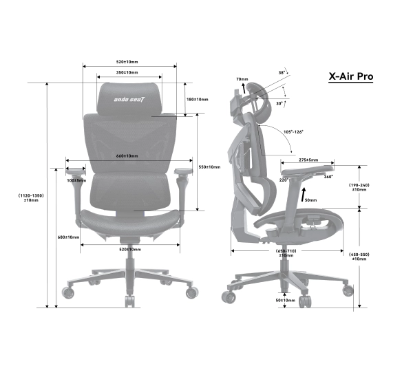Anda Seat X-Air Pro XL Gamingowy do 120kg Tkanina Szaro-różowy - Kup na Raty - RRSO 0%