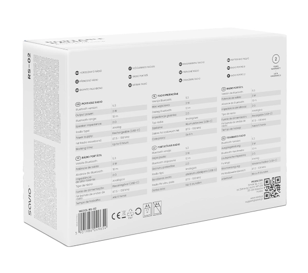 Savio RS-02  Przenośny akumulatorowy Biały 