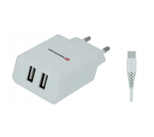 Swissten 22053000 2x USB-A 2,1A Biały