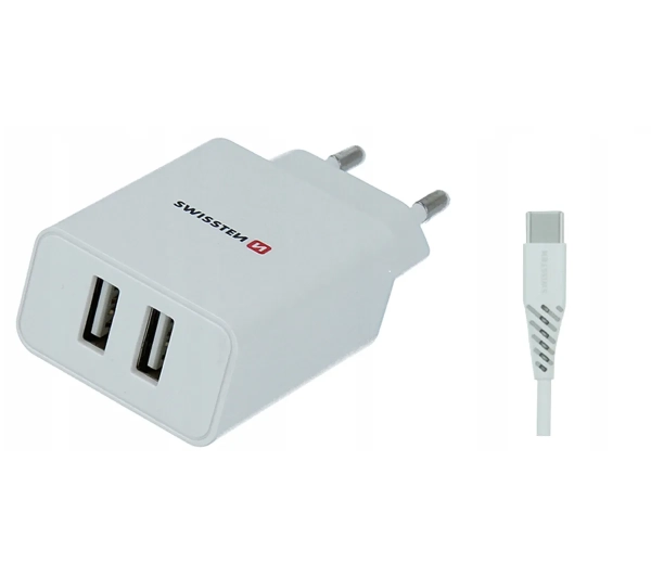 Swissten 22053000 2x USB-A 2,1A Biały