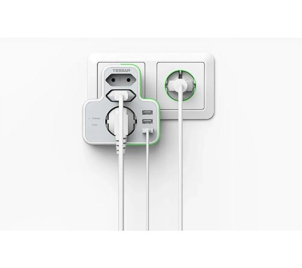 Tessan TS-327 3 gniazda 3x USB-A Biały