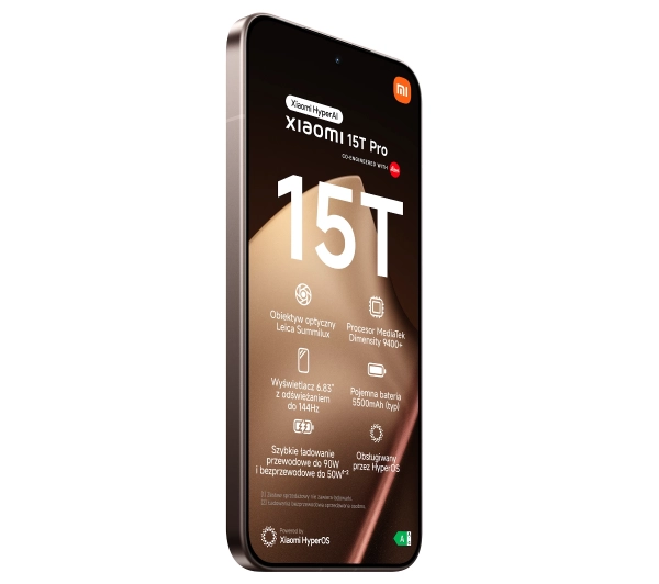 Xiaomi 15T Pro 12/1TB 6,83" 144Hz 50Mpix Złoty - Kup na Raty - RRSO 0%