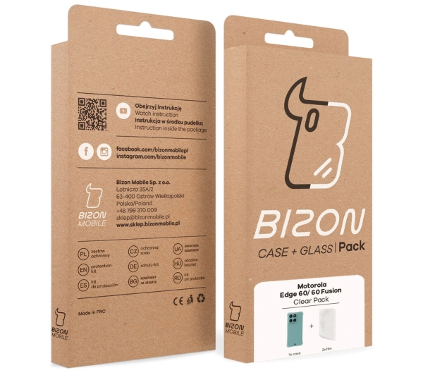 Bizon elastyczne etui Salpa + 2x folia na ekran Clear Pack do Motorola Edge 60 / Motorola Edge 60 Fusion