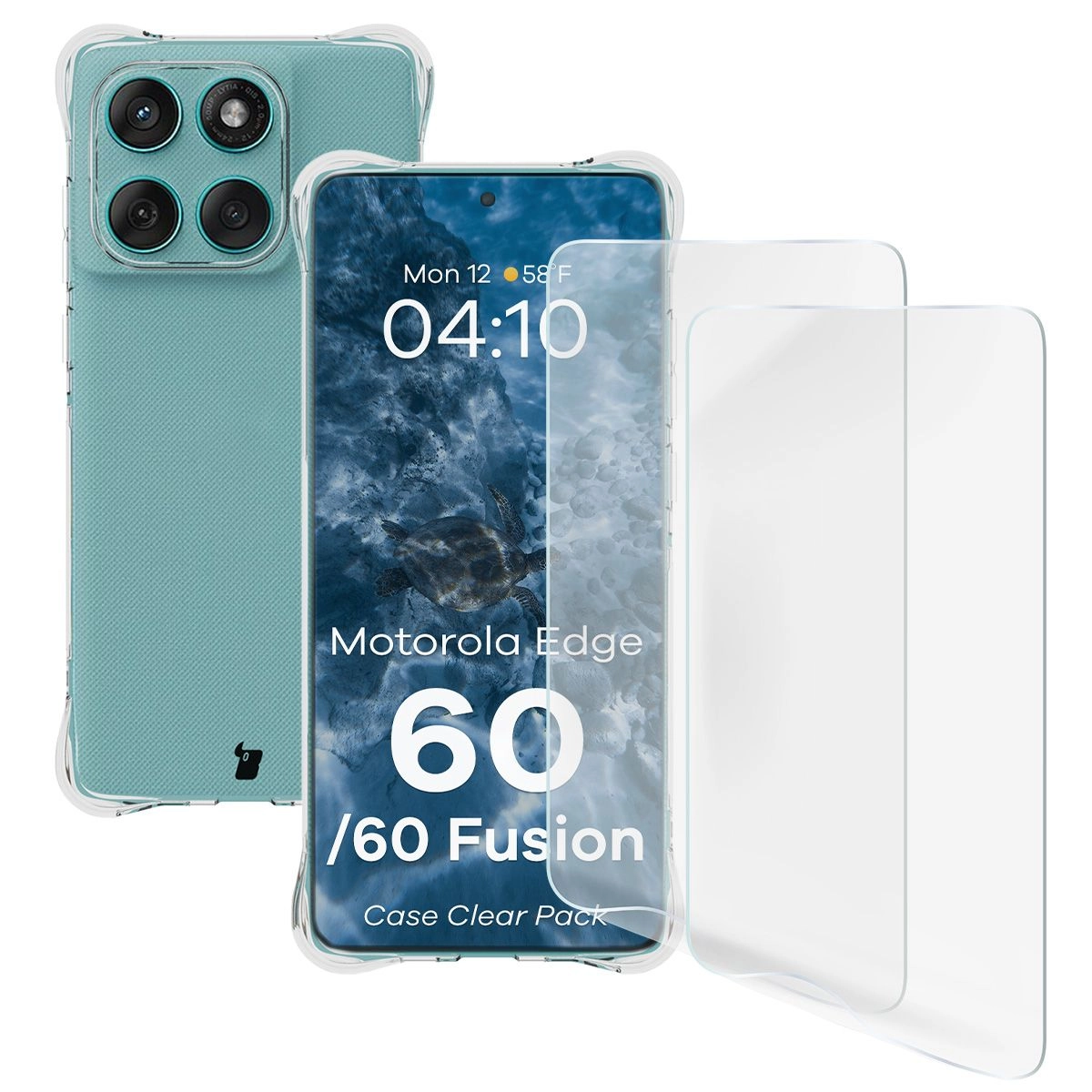 Zestaw ochronny Bizon elastyczne etui Salpa + 2x folia na ekran Clear Pack do Motorola Edge 60 / Motorola Edge 60 Fusion