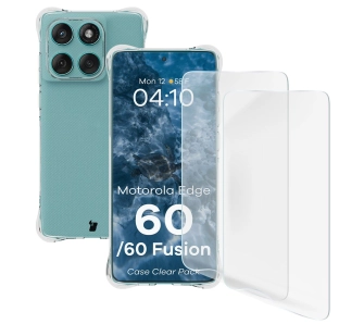Zestaw ochronny Bizon elastyczne etui Salpa + 2x folia na ekran Clear Pack do Motorola Edge 60 / Motorola Edge 60 Fusion