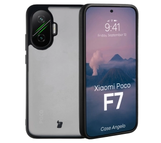 Bizon Angelo do Xiaomi POCO F7 Przydymione z czarną ramką
