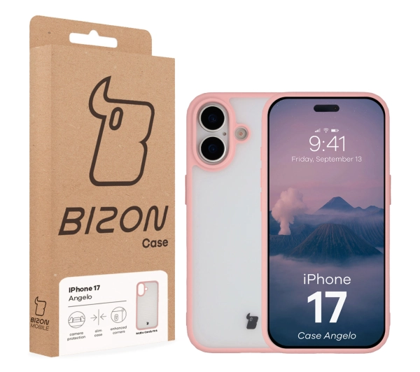 Bizon Angelo do Apple iPhone 17 z różową ramką