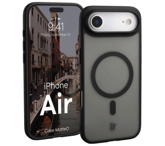 Etui Bizon MatteO z MagSafe do Apple iPhone Air Półprzezroczyste z czarną ramką
