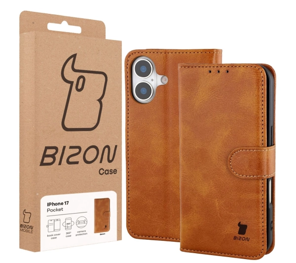 Bizon z klapką Pocket do Apple iPhone 17 Brązowy