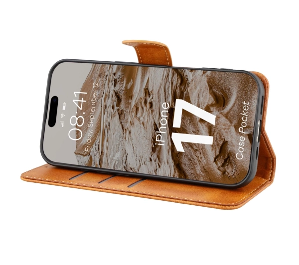 Bizon z klapką Pocket do Apple iPhone 17 Brązowy