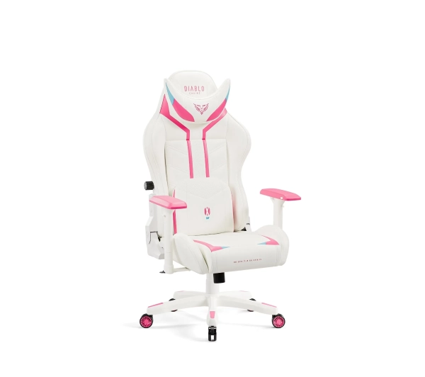 Diablo Chairs X-Ray 2.0 Small do 90kg Skóra ECO Biało-różowy - Kup na Raty - RRSO 0%