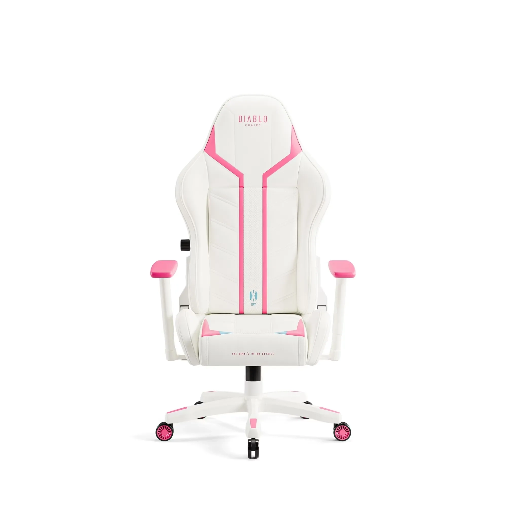 Fotel Diablo Chairs X-Ray 2.0 Small do 90kg Skóra ECO Biało-różowy