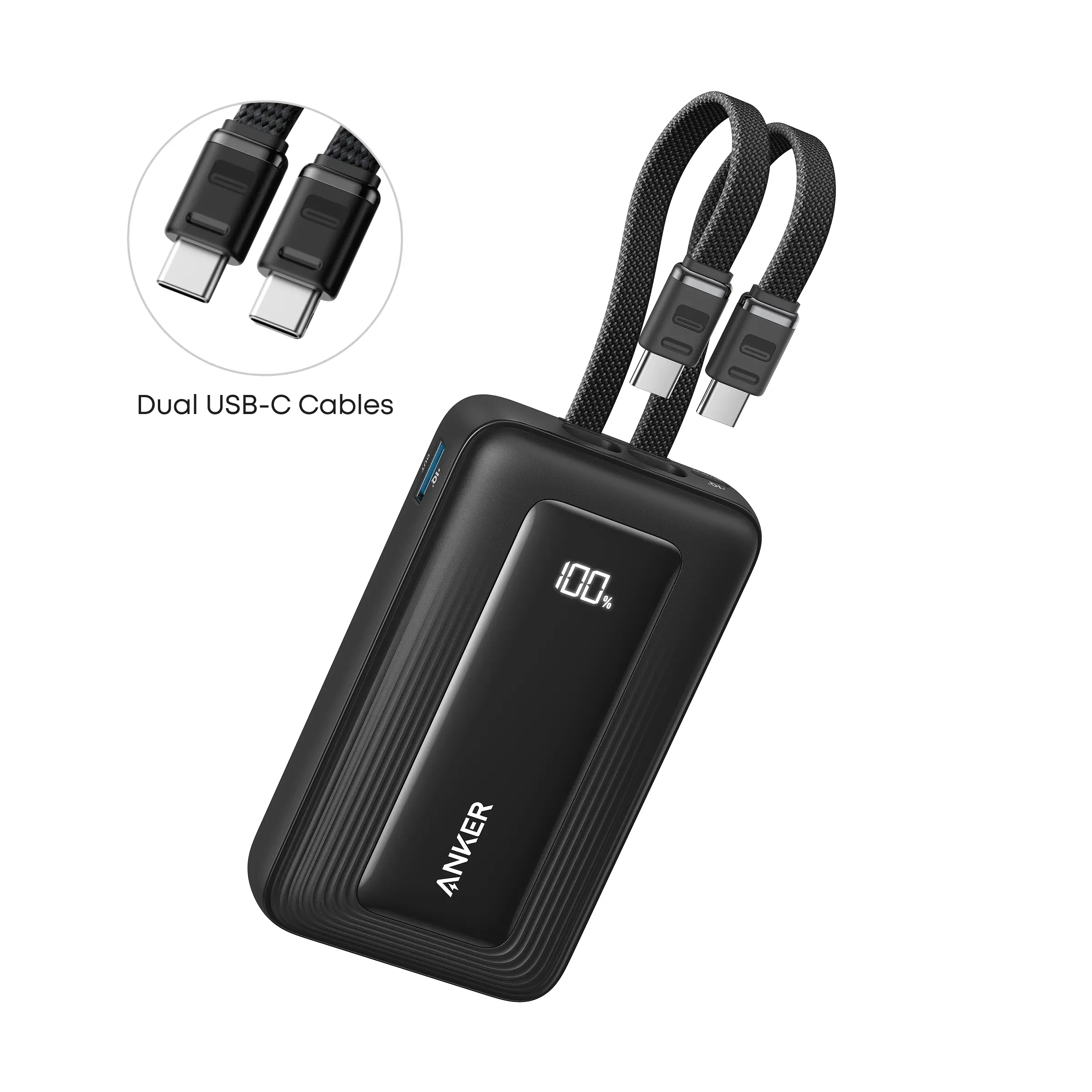 Powerbank Anker Zolo (A1680H12) 10000mAh 30W wbudowany 2x kabel USB-C Czarny