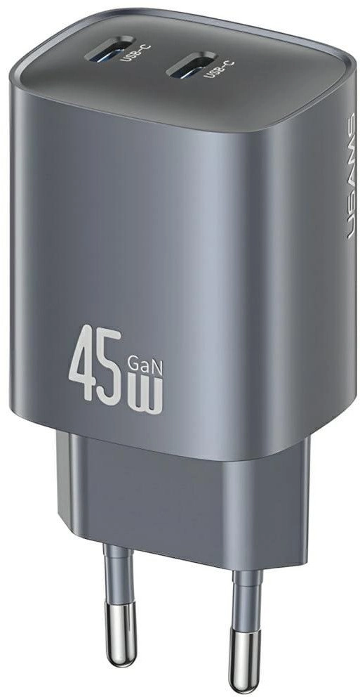 Ładowarka sieciowa USAMS CC305 T66 45W GaN 2x USB-C Szary