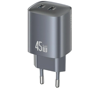 Ładowarka sieciowa USAMS CC305 T66 45W GaN 2x USB-C Szary