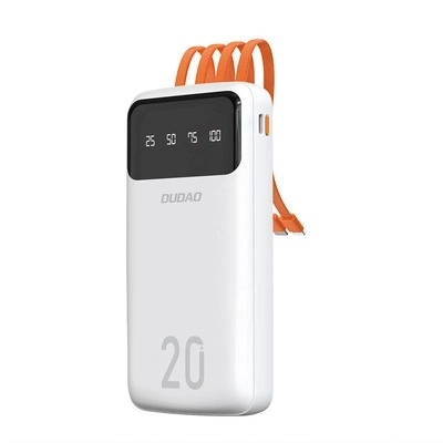 Powerbank Dudao K6PRO+ 20000mAh Wbudownay kabel 10W Biały