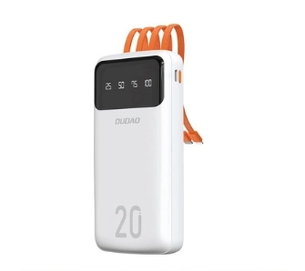 Powerbank Dudao K6PRO+ 20000mAh Wbudownay kabel 10W Biały