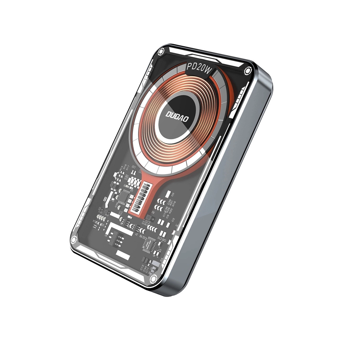 Powerbank Dudao TGK1 10000mAh MagSafe 20W Przeźroczysty-czarny