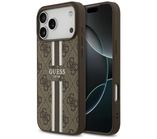 Guess 4G Printed Stripes MagSafe do iPhone 17 Pro Max Brązowy