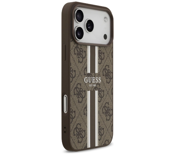 Guess 4G Printed Stripes MagSafe do iPhone 17 Pro Max Brązowy