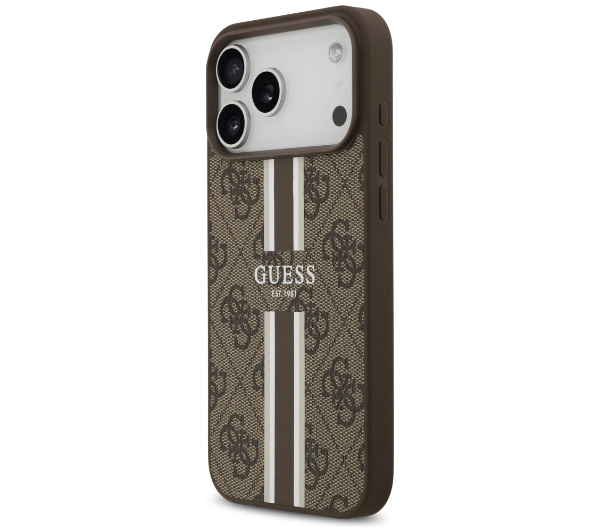 Guess 4G Printed Stripes MagSafe do iPhone 17 Pro Max Brązowy