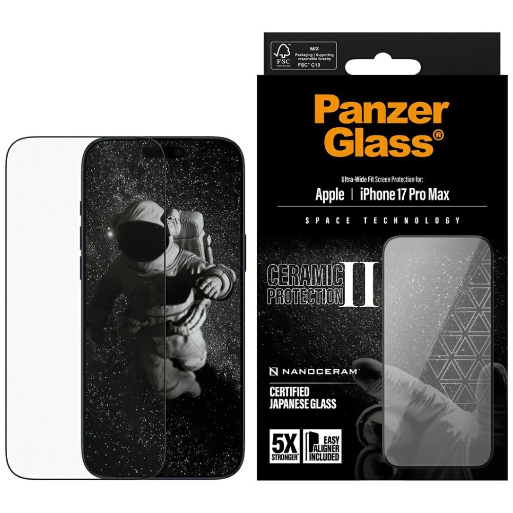 Szkło ochronne PanzerGlass Ceramic II Ultra-Wide Fit do iPhone 17 Pro Max