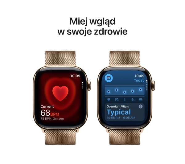 Apple Watch Series 11 GPS + Cellular 46mm Tytan Złoty Bransoleta mediolańska Złoty M/L - ⚡ BESTSELLERY ⚡ - Kup na Raty - RRSO 0%