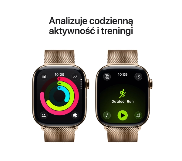 Apple Watch Series 11 GPS + Cellular 46mm Tytan Złoty Bransoleta mediolańska Złoty M/L - ⚡ BESTSELLERY ⚡ - Kup na Raty - RRSO 0%
