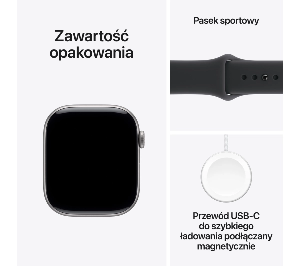 Apple Watch Series 11 GPS 42mm z aluminium Gwiezdna szarość Pasek sportowy Czarny M/L - Kup na Raty - RRSO 0%