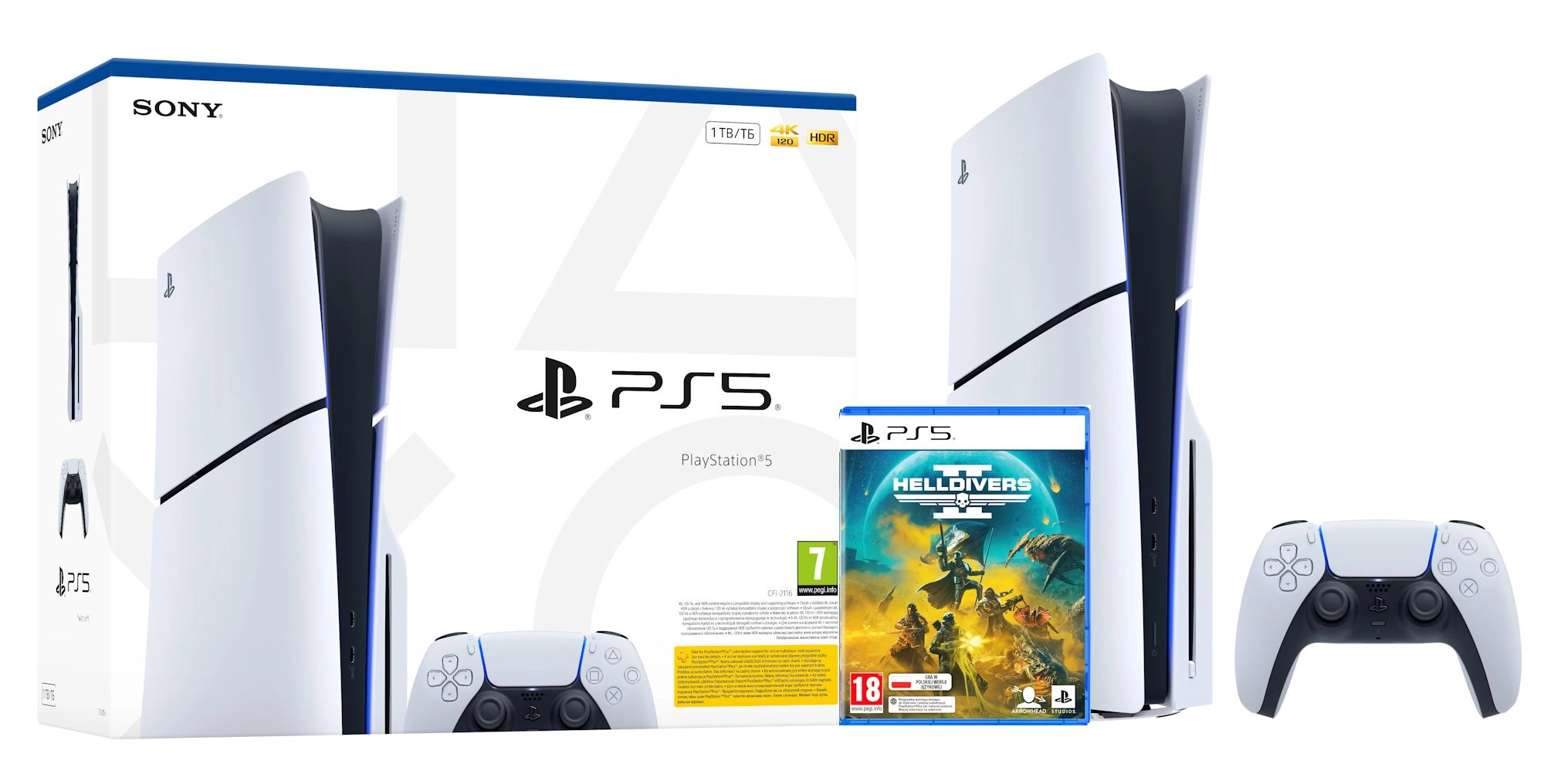 Konsola Sony PlayStation 5 Slim E Chassis (PS5) 1TB z napędem + Helldivers 2