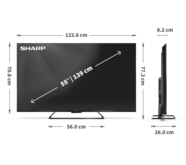 Sharp 55HR8765E 55" QLED 4K 144Hz Google TV Funkcje AI Dolby Vision IQ Dolby Atmos DTS-X HDMI 2.1 DVB-T2 - Kup na Raty - RRSO 0%