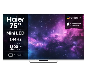 Telewizor Haier H75M90EUX 75" Mini LED 4K 144Hz GoogleTV Dolby Vision Dolby Atmos HDMI 2.1 DVB-T2