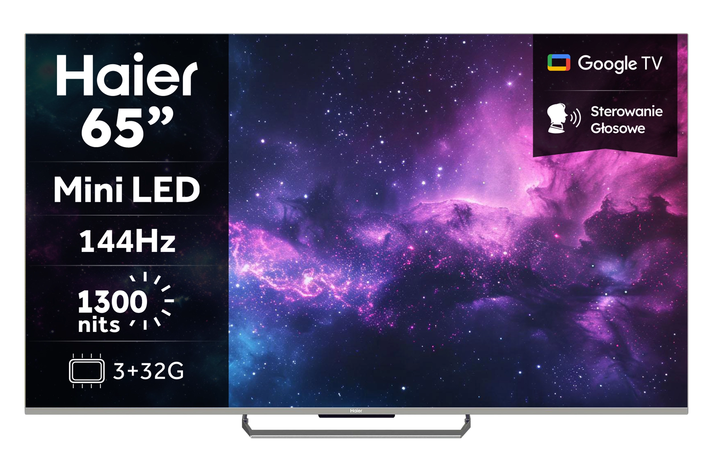 Telewizor Haier H65M90EUX 65" Mini LED 4K 144Hz GoogleTV Dolby Vision Dolby Atmos HDMI 2.1 DVB-T2