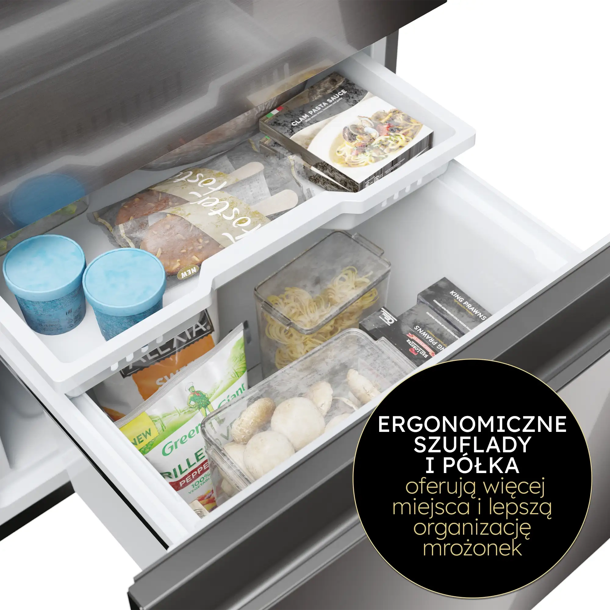 Otwarta lodówka trzydrzwiowa Haier HTW7620CNMP