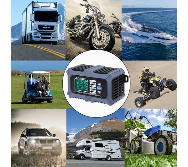 Qoltec 52488 Inteligentna mikroprocesorowa z testerem baterii i funkcją naprawy 12V / 6A Prostownik do akumulatora AGM